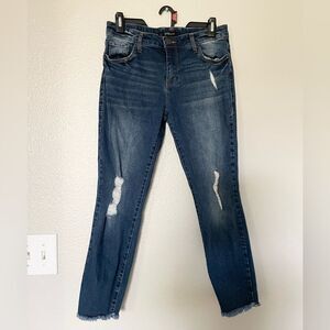 STS Blue Emma Crop Jeans Size 29 Raw Hem Distressed Stretch Denim